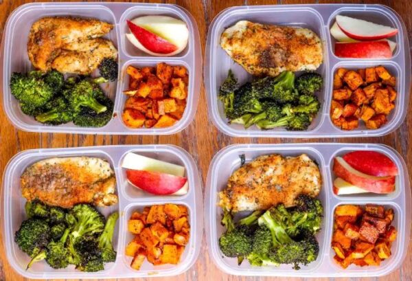 Grilled chicken baked sweet potatoes